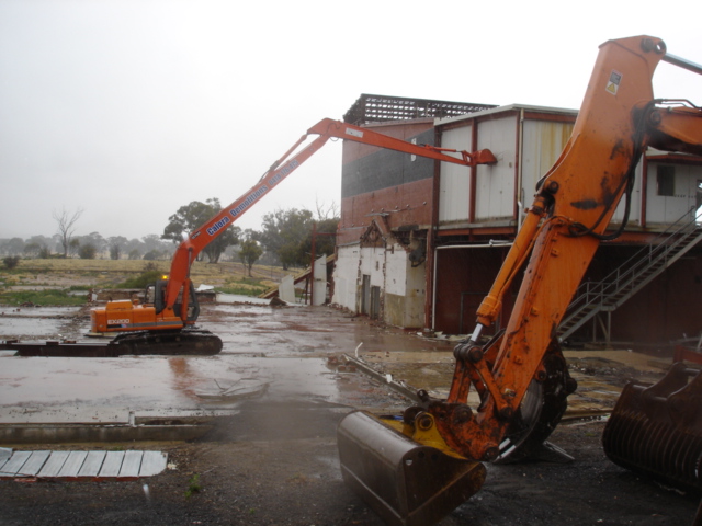 long reach excavator demolishing knackery
