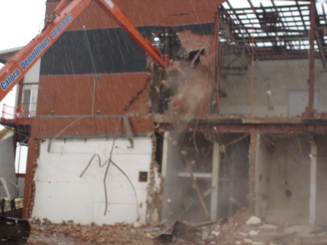 long reach excavator demolishing knackery
